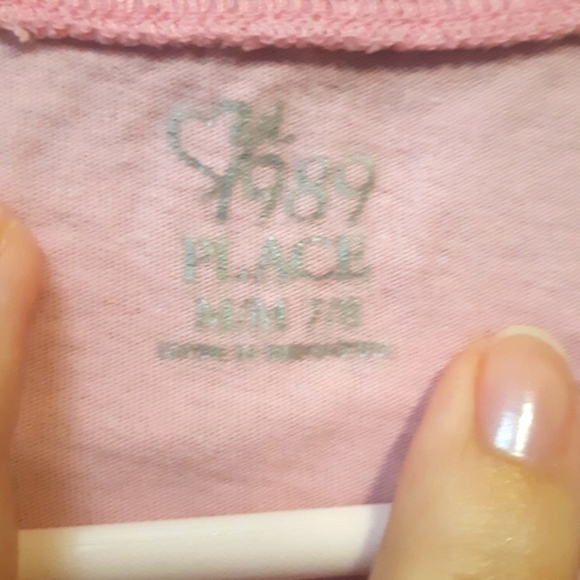 The children's place short sleeve t-shirt pink  girls size M 7/8 crown on chest - Picture 6 of 6